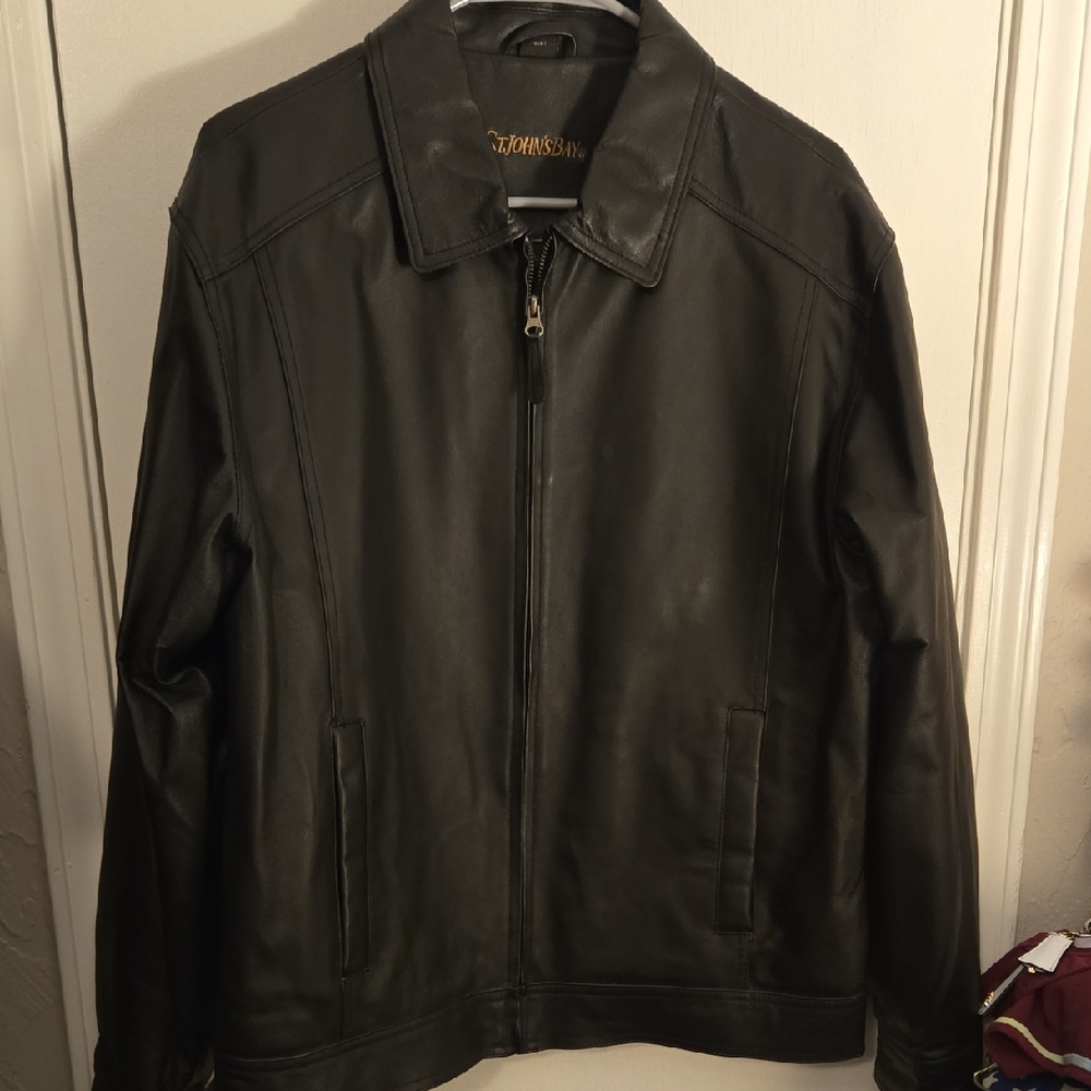 St. John's Bay Men's Black Leather Jacket